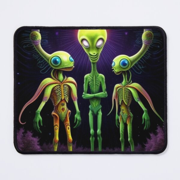 Item preview, Psychedelic Trippy Green Alien and His Friends designed and sold by TheDarkWardrobe.