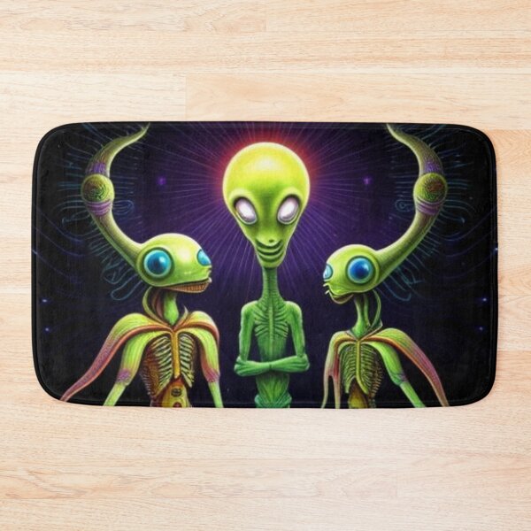 Item preview, Psychedelic Trippy Green Alien and His Friends designed and sold by TheDarkWardrobe.