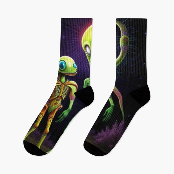 Item preview, Psychedelic Trippy Green Alien and His Friends designed and sold by TheDarkWardrobe.