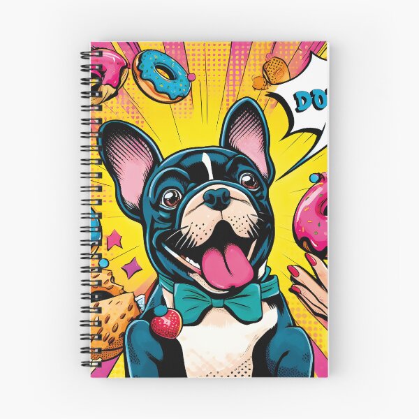 Item preview, French bulldog Pillow eating donut Pop Art Comics designed and sold by PrintyArts.