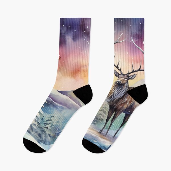 Item preview, Deer and Aurora Borealis designed and sold by Red Witch Art.