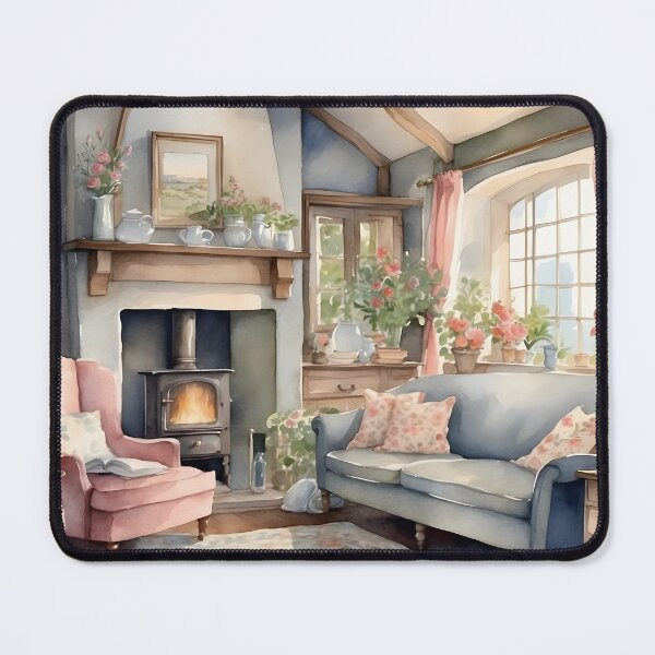 Item preview, Romance living room near fireplace with English cottage style designed and sold by Jayjaynaenae.