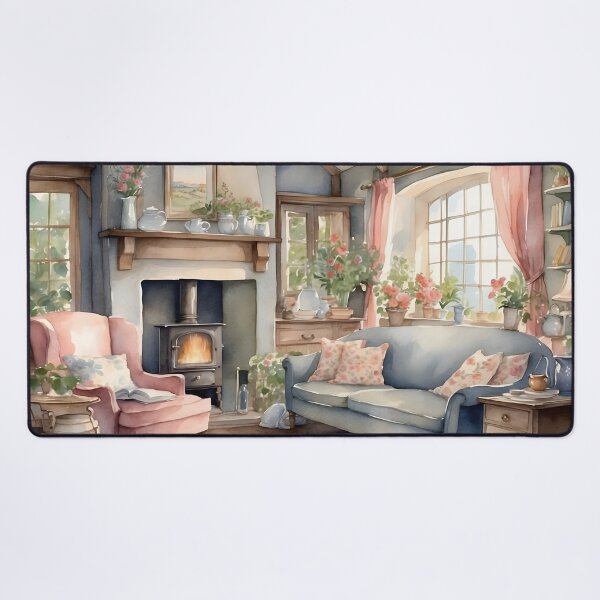 Item preview, Romance living room near fireplace with English cottage style designed and sold by Jayjaynaenae.