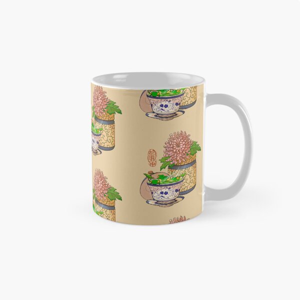 Item preview, tea cup chrysanthemum flower frog no bg designed and sold by DingHuArt.