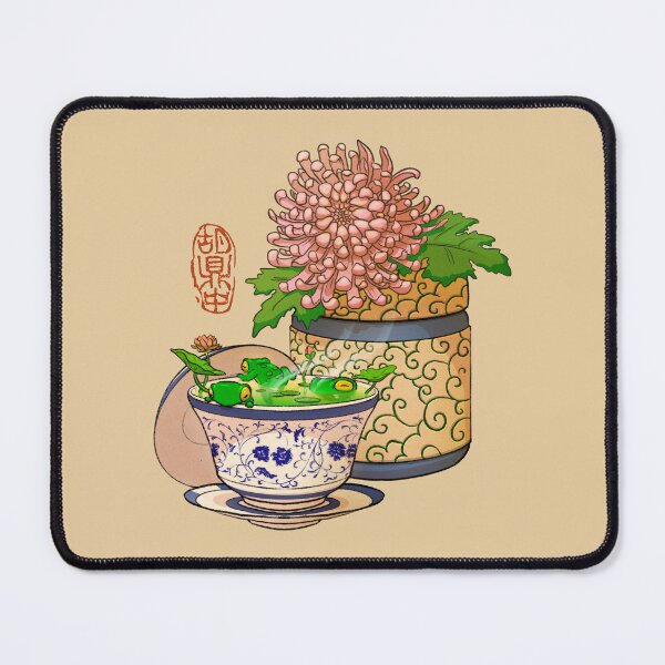 Item preview, tea cup chrysanthemum flower frog no bg designed and sold by DingHuArt.