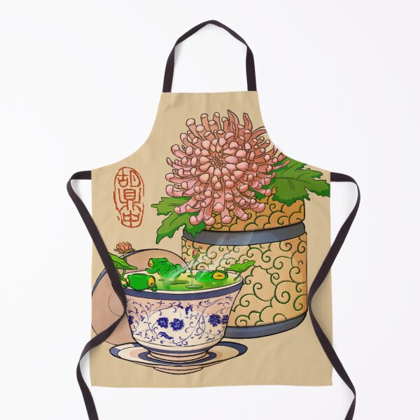 Item preview, tea cup chrysanthemum flower frog no bg designed and sold by DingHuArt.