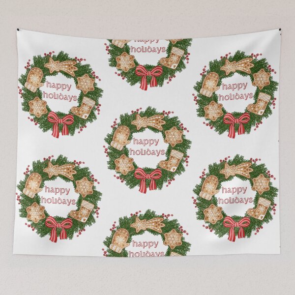 Item preview, Happy Holidays Gingerbread Cookie Wreath designed and sold by MochaMeli.