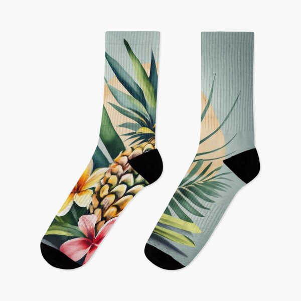 Item preview, Pineapple with Flowers and Tropical Leaves designed and sold by BeachWhisper.