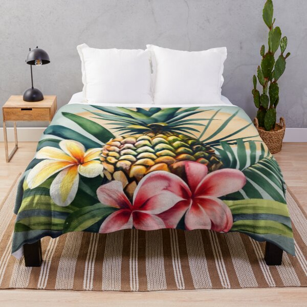 Item preview, Pineapple with Flowers and Tropical Leaves designed and sold by BeachWhisper.