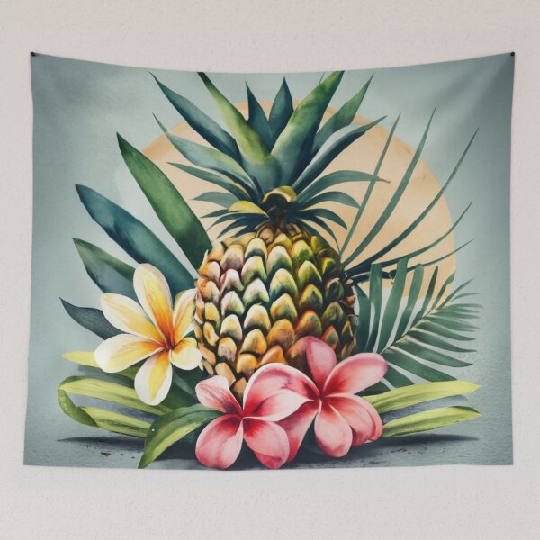 Item preview, Pineapple with Flowers and Tropical Leaves designed and sold by BeachWhisper.