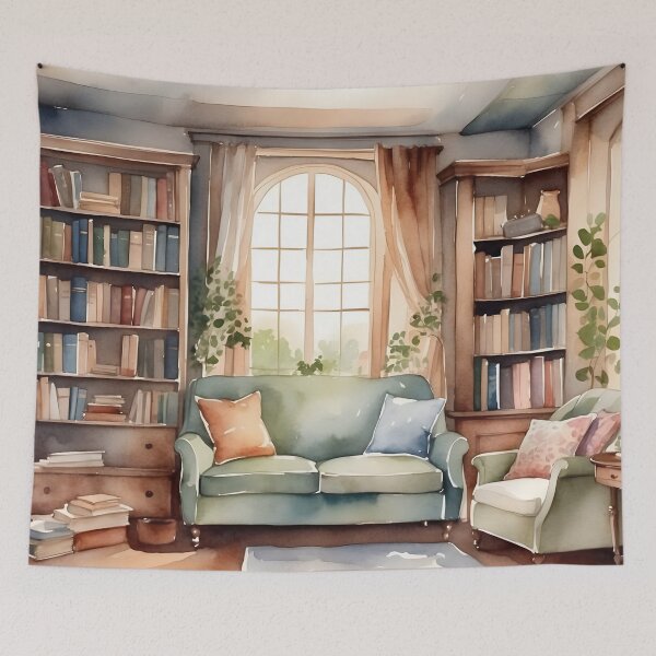 Artikelvorschau, Romantisches Wohnzimmer und Bücherregal im englischen Cottage-Stil entworfen und verkauft von Jayjaynaenae.