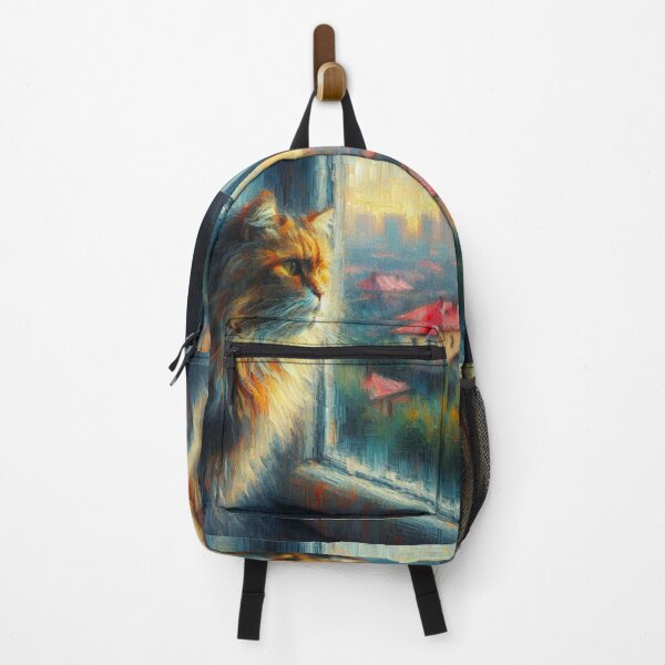 Item preview, Fluffy Cat Looking Out of the Window - Impressionist Painting designed and sold by Star-Fragment.