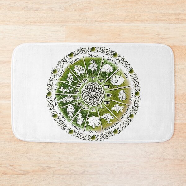 Item preview, Ogham Druid Tree Astrological Celtic Cycle Of Seasons in green designed and sold by Earth Nature Creations.