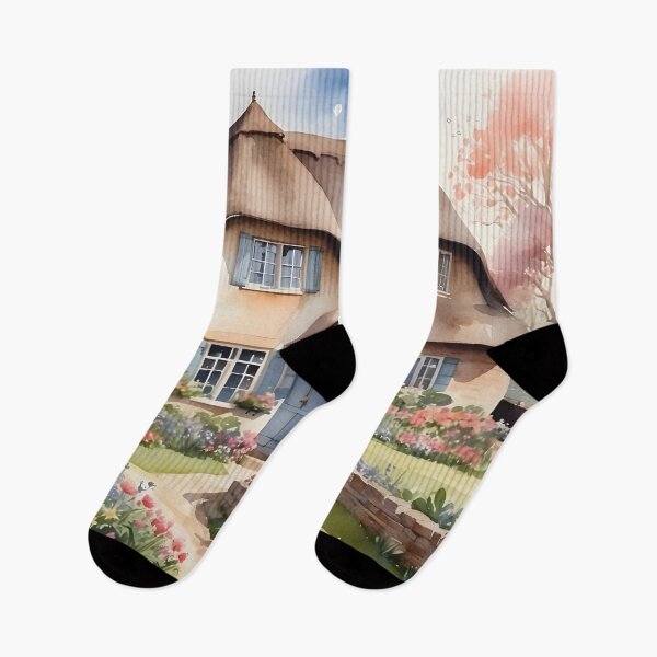 Item preview, English country house with flower garden in watercolor style. designed and sold by Jayjaynaenae.
