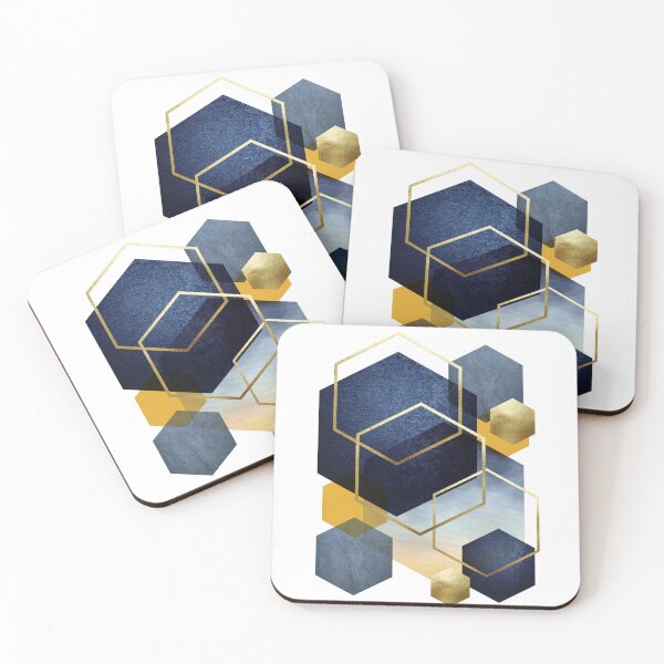 Item preview, Yellow and Blue Hexagon Art 1 designed and sold by UrbanEpiphany.