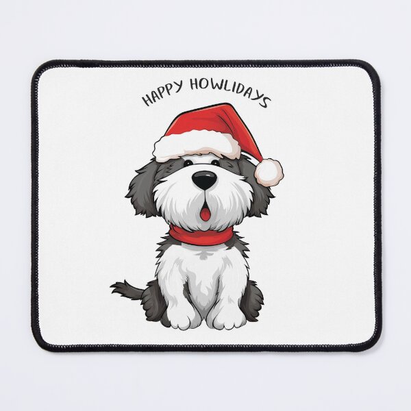 Item preview, Funny Cute Black and White Christmas Dog - Happy Howlidays designed and sold by wotsthis.