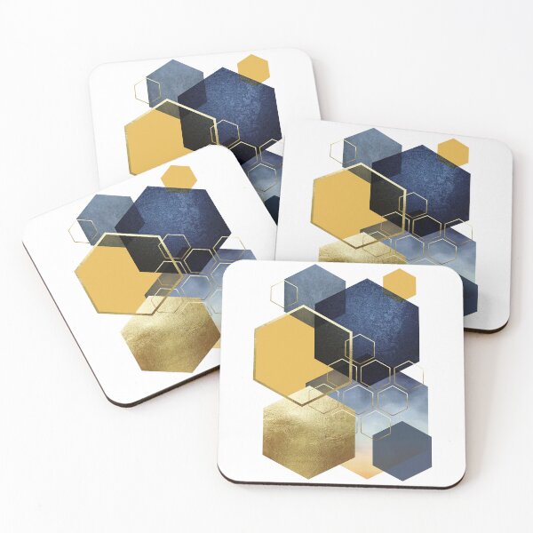 Item preview, Yellow and Blue Hexagon Art 3 designed and sold by UrbanEpiphany.