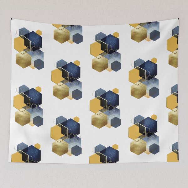Item preview, Yellow and Blue Hexagon Art 3 designed and sold by UrbanEpiphany.