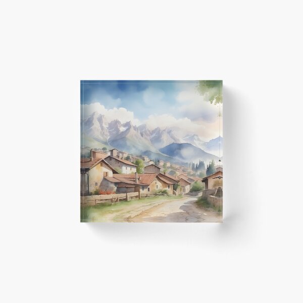 Item preview, Rustic countryside village with mountains backgroud view. designed and sold by Jayjaynaenae.