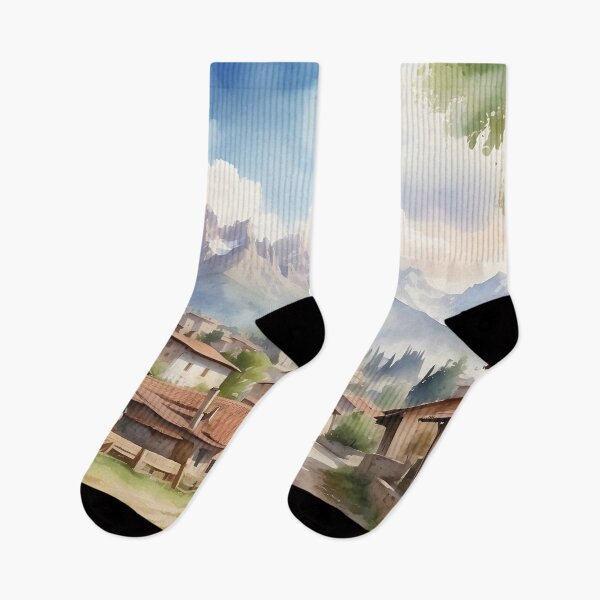 Item preview, Rustic countryside village with mountains backgroud view. designed and sold by Jayjaynaenae.