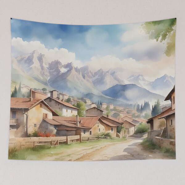 Item preview, Rustic countryside village with mountains backgroud view. designed and sold by Jayjaynaenae.