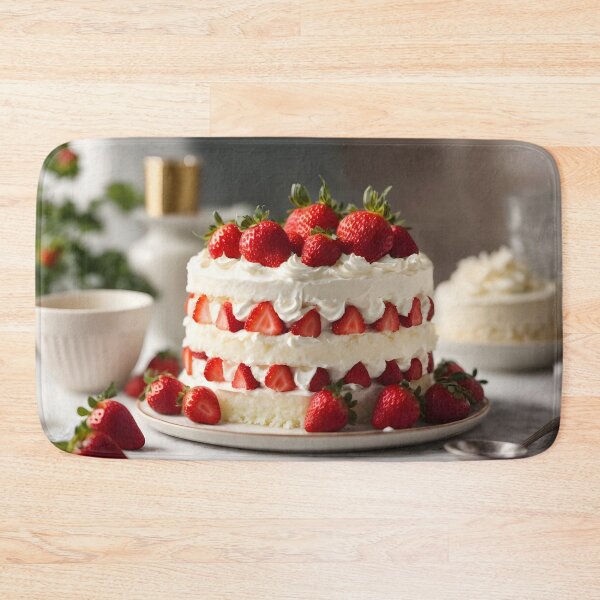 Item preview, Cream cake with strawberries decorated on table. designed and sold by Jayjaynaenae.