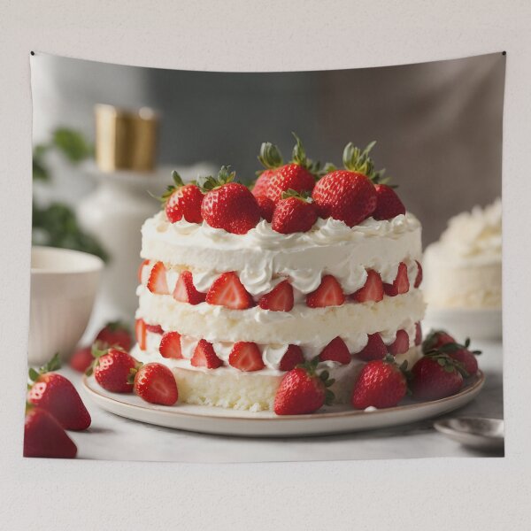 Item preview, Cream cake with strawberries decorated on table. designed and sold by Jayjaynaenae.