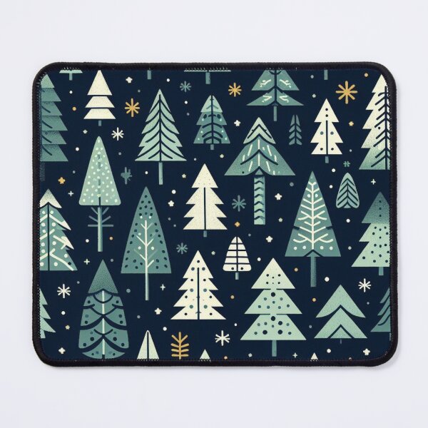 Item preview, Modern Geometric Christmas Tree mid Century Green Black Navy Gold pattern designed and sold by CoffeeIsATrip.
