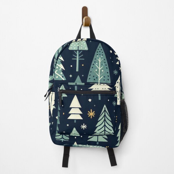 Item preview, Modern Geometric Christmas Tree mid Century Green Black Navy Gold pattern designed and sold by CoffeeIsATrip.