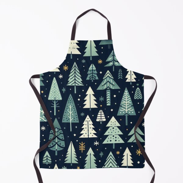 Item preview, Modern Geometric Christmas Tree mid Century Green Black Navy Gold pattern designed and sold by CoffeeIsATrip.
