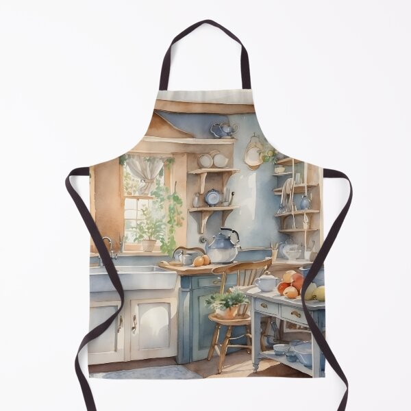 Aperçu de l'œuvre Comptoir de cuisine vintage à décoration bleue de style cottage anglais. créée et vendue par Jayjaynaenae.