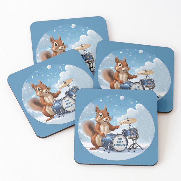 Item preview, Squirrel plays drums in the snow designed and sold by Artbellachi.