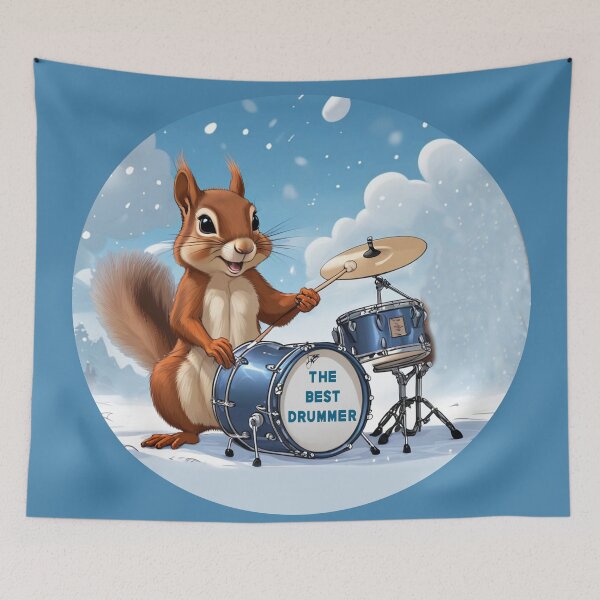 Item preview, Squirrel plays drums in the snow designed and sold by Artbellachi.