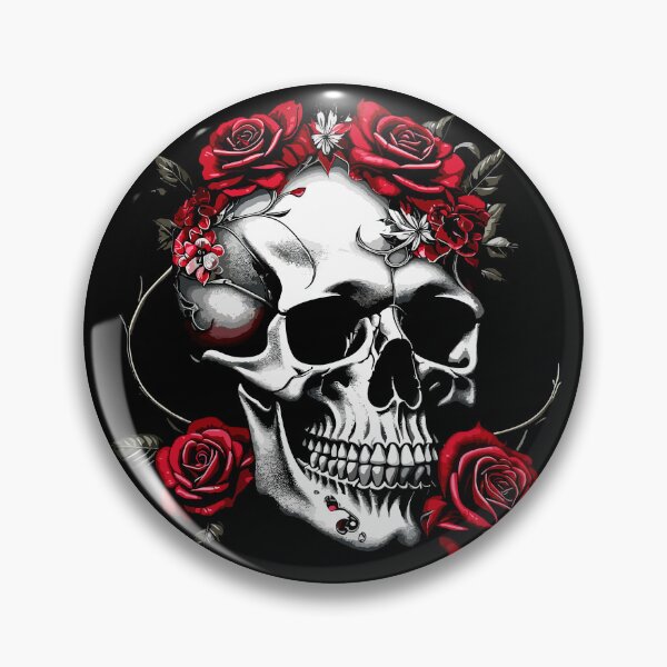 Item preview, Metalhead Skull and Red Roses designed and sold by PugD.