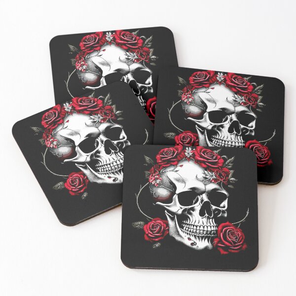 Item preview, Metalhead Skull and Red Roses designed and sold by PugD.
