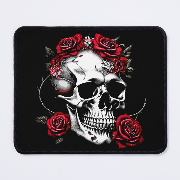 Item preview, Metalhead Skull and Red Roses designed and sold by PugD.