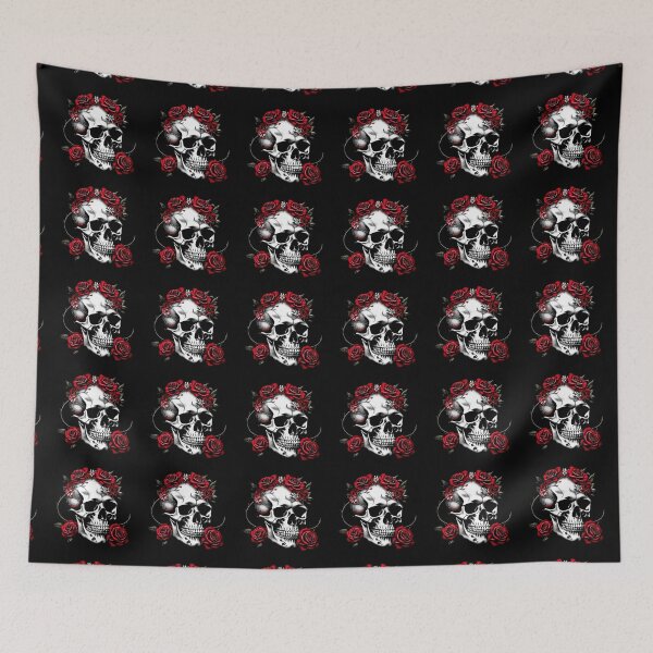 Item preview, Metalhead Skull and Red Roses designed and sold by PugD.