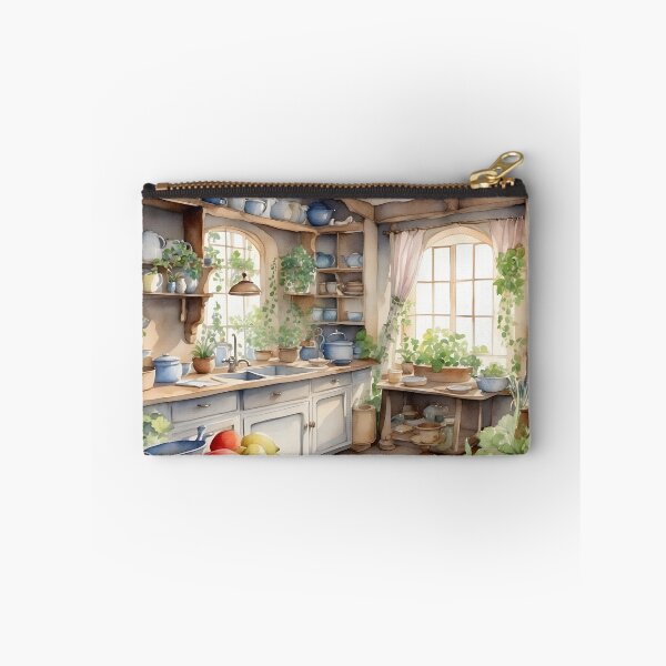 Item preview, Vintage kitchen with porcelain dishware on shelf decoration in cottage style designed and sold by Jayjaynaenae.