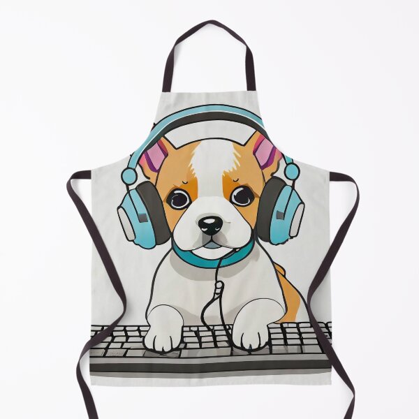 Item preview, Adorable dog wearing headphones sitting on a keyboard designed and sold by fotofeast.