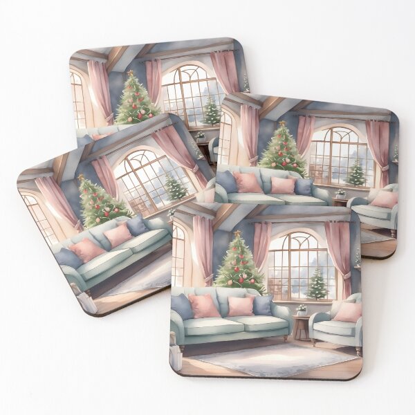 Aperçu de l'œuvre Salon romantique avec décoration d'arbre de Noël dans le style cottage anglais créée et vendue par Jayjaynaenae.