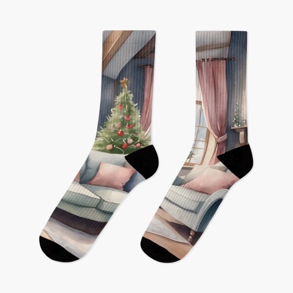 Item preview, Romance living room with Christmas tree decoration in English cottage style designed and sold by Jayjaynaenae.