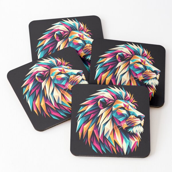 Item preview, Regal Geometry: Vibrant Geometric Lion Art designed and sold by FIYARO.