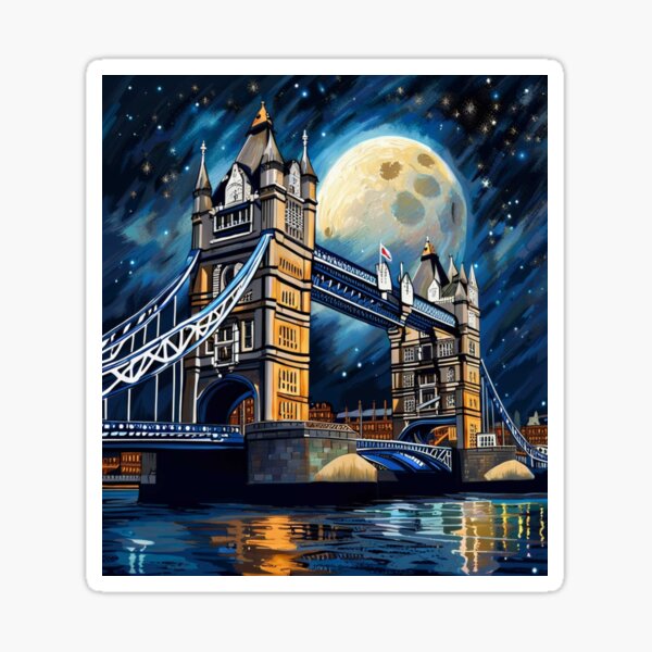 London tower bridge on a full moon night Sticker