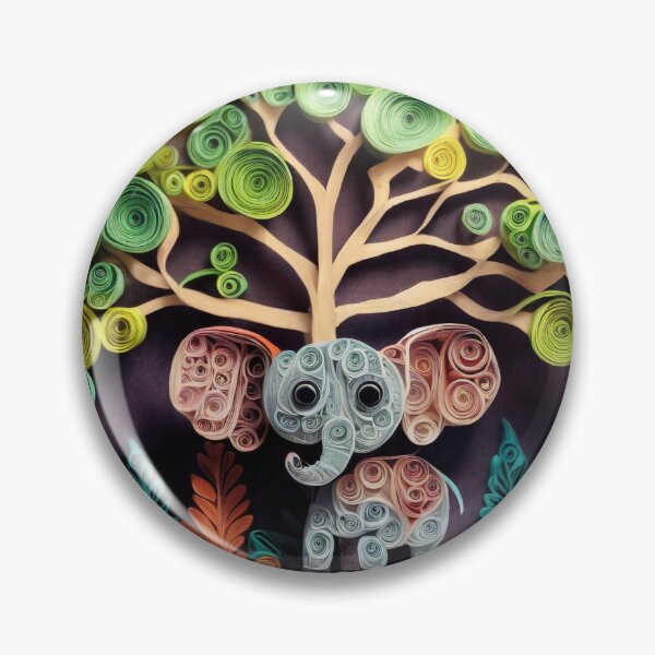 Item preview, Cute elephant under a tree made of colorful quilling paper art designed and sold by fotofeast.