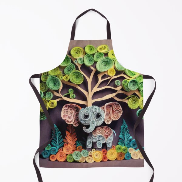 Item preview, Cute elephant under a tree made of colorful quilling paper art designed and sold by fotofeast.
