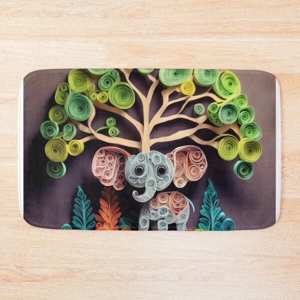Item preview, Cute elephant under a tree made of colorful quilling paper art designed and sold by fotofeast.