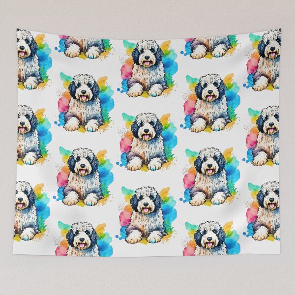 Item preview, Adorable Sheepadoodle Watercolor designed and sold by Fredster1966.