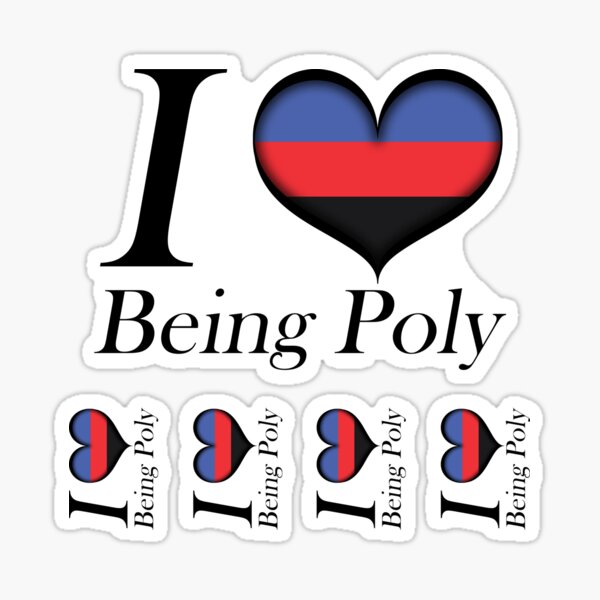 I Heart Being Poly Design Pride Flag Colored Heart Sticker