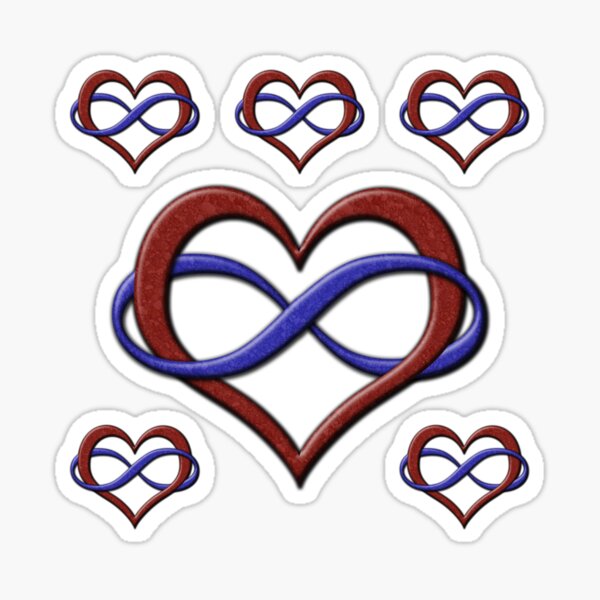 Polyamory Infinity Heart Symbol in Pride Flag Colors Sticker