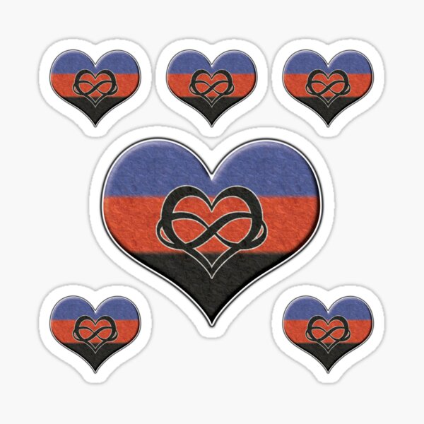 Large Polyamory Pride Flag Colored Heart Sticker